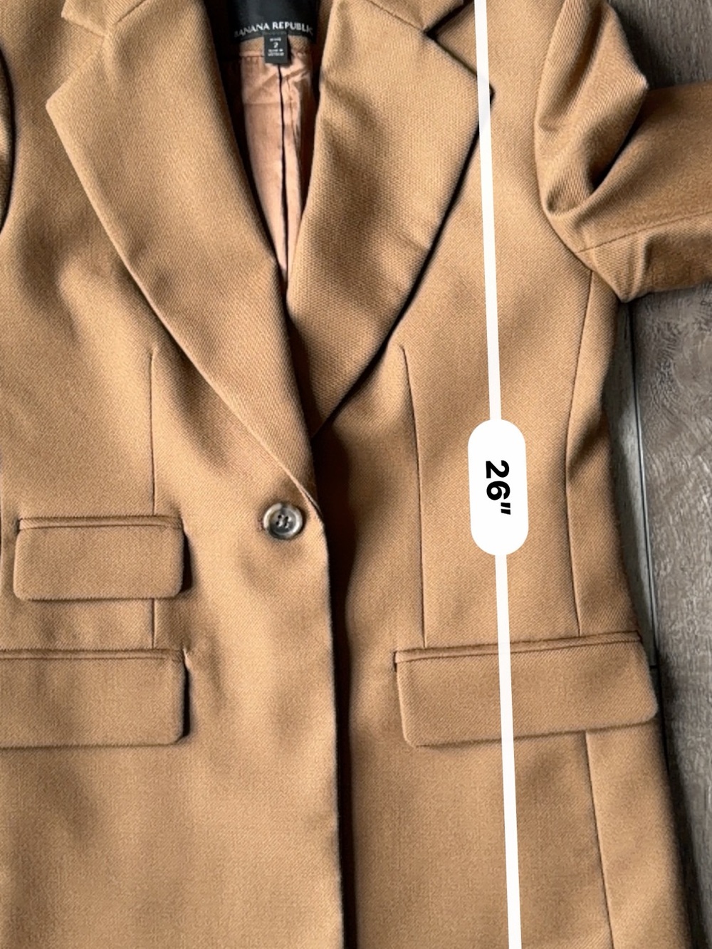Banana Republic- Lido 100% Wool Classic Camel Blazer with Tan Lining - Picture 9 of 10